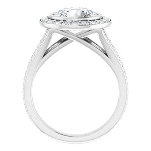 Rings 14K White 9 mm Round Bezel-Set Halo-Style Engagement Ring Mounting