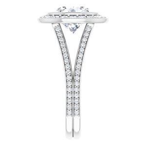 Rings 14K White 9 mm Round Bezel-Set Halo-Style Engagement Ring Mounting