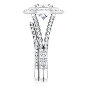 Rings 14K White 9 mm Round Bezel-Set Halo-Style Engagement Ring Mounting
