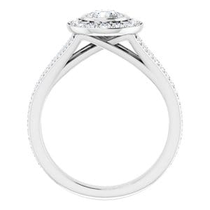 Rings 14K White 5.2 mm Round Bezel-Set Halo-Style Engagement Ring Mounting
