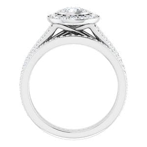 Rings 14K White 5.2 mm Round Bezel-Set Halo-Style Engagement Ring Mounting