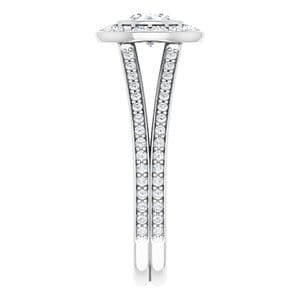 Rings 14K White 5.2 mm Round Bezel-Set Halo-Style Engagement Ring Mounting