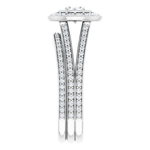 Rings 14K White 5.2 mm Round Bezel-Set Halo-Style Engagement Ring Mounting