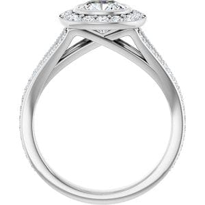 Rings 14K White 6x6 mm Cushion Bezel-Set Halo-Style Engagement Ring Mounting