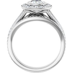 Rings 14K White 6x6 mm Cushion Bezel-Set Halo-Style Engagement Ring Mounting