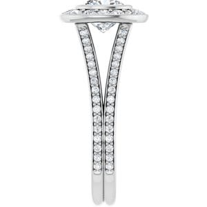 Rings 14K White 6x6 mm Cushion Bezel-Set Halo-Style Engagement Ring Mounting