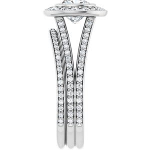 Rings 14K White 6x6 mm Cushion Bezel-Set Halo-Style Engagement Ring Mounting