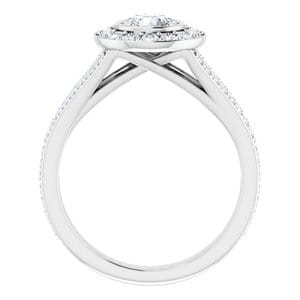 Rings 14K White 5.5 mm Round Bezel-Set Halo-Style Engagement Ring Mounting