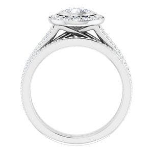 Rings 14K White 5.5 mm Round Bezel-Set Halo-Style Engagement Ring Mounting