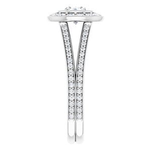 Rings 14K White 5.5 mm Round Bezel-Set Halo-Style Engagement Ring Mounting