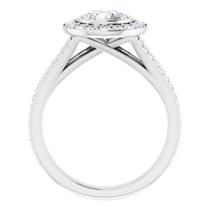 Rings 14K White 6.5 mm Round Bezel-Set Halo-Style Engagement Ring Mounting