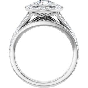 Rings 14K White 6.5 mm Round Bezel-Set Halo-Style Engagement Ring Mounting