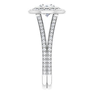 Rings 14K White 6.5 mm Round Bezel-Set Halo-Style Engagement Ring Mounting