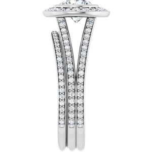 Rings 14K White 6.5 mm Round Bezel-Set Halo-Style Engagement Ring Mounting