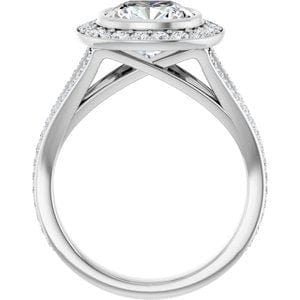 Rings Platinum 8x8 mm Cushion Bezel-Set Halo-Style Engagement Ring Mounting