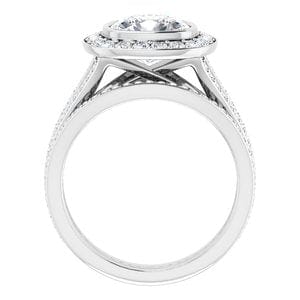 Rings Platinum 8x8 mm Cushion Bezel-Set Halo-Style Engagement Ring Mounting