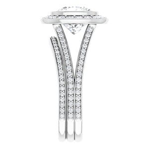 Rings Platinum 8x8 mm Cushion Bezel-Set Halo-Style Engagement Ring Mounting