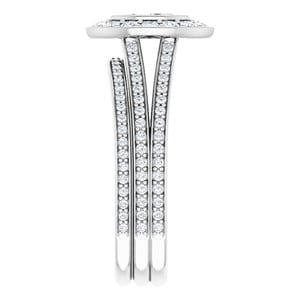 Rings 14K White 6x3 mm Marquise Bezel-Set Halo-Style Engagement Ring Mounting