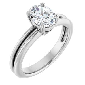 Rings 14K White  8x6 mm Oval Solitaire Engagement Ring Mounting