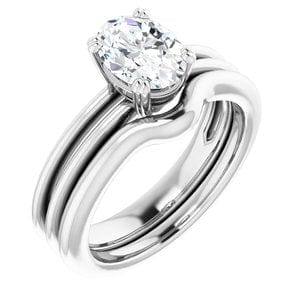 Rings 14K White  8x6 mm Oval Solitaire Engagement Ring Mounting