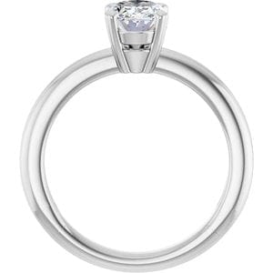 Rings 14K White  8x6 mm Oval Solitaire Engagement Ring Mounting