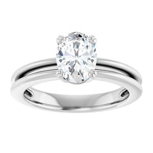 Rings 14K White  8x6 mm Oval Solitaire Engagement Ring Mounting