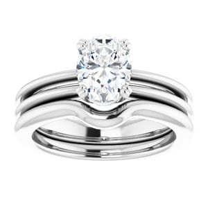 Rings 14K White  8x6 mm Oval Solitaire Engagement Ring Mounting