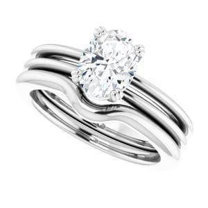 Rings 14K White  8x6 mm Oval Solitaire Engagement Ring Mounting