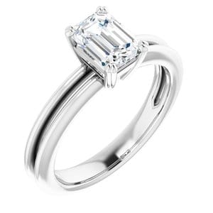 Rings Platinum  7x5 mm Emerald Solitaire Engagement Ring Mounting