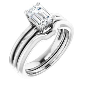 Rings Platinum  7x5 mm Emerald Solitaire Engagement Ring Mounting