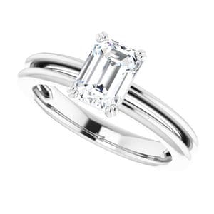 Rings Platinum  7x5 mm Emerald Solitaire Engagement Ring Mounting
