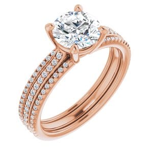 Rings 14K Rose  7 mm Round Engagement Ring Mounting