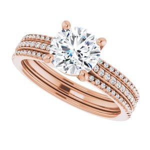 Rings 14K Rose  7 mm Round Engagement Ring Mounting