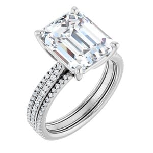 Rings 14K White  11x9 mm Emerald Engagement Ring Mounting