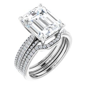 Rings 14K White  11x9 mm Emerald Engagement Ring Mounting