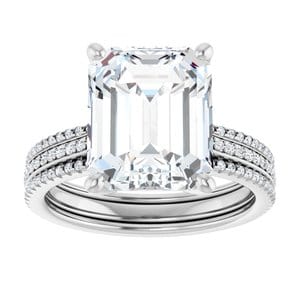 Rings 14K White  11x9 mm Emerald Engagement Ring Mounting