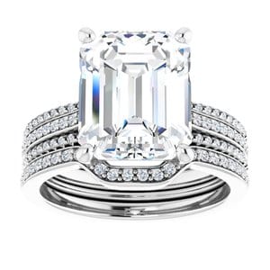 Rings 14K White  11x9 mm Emerald Engagement Ring Mounting