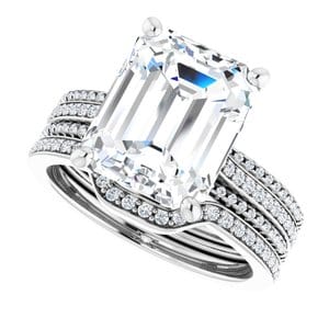 Rings 14K White  11x9 mm Emerald Engagement Ring Mounting