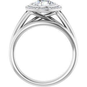 Rings 14K White 7.4 mm Round Bezel-Set Halo-Style Engagement Ring Mounting