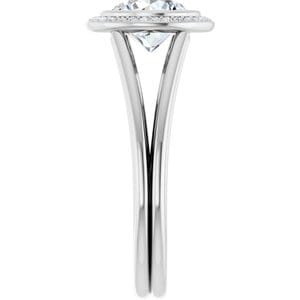 Rings 14K White 7.4 mm Round Bezel-Set Halo-Style Engagement Ring Mounting