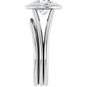 Rings 14K White 7.4 mm Round Bezel-Set Halo-Style Engagement Ring Mounting