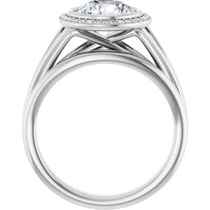 Rings 14K White 8 mm Round Bezel-Set Halo-Style Engagement Ring Mounting