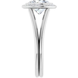 Rings 14K White 8 mm Round Bezel-Set Halo-Style Engagement Ring Mounting