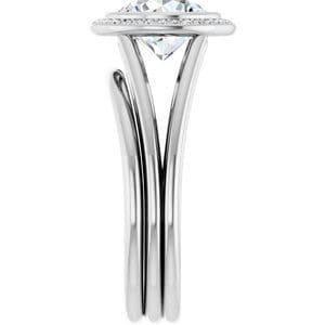 Rings 14K White 8 mm Round Bezel-Set Halo-Style Engagement Ring Mounting