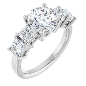 Rings 14K White  8 mm Round Engagement Ring Mounting