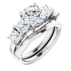 Rings 14K White  8 mm Round Engagement Ring Mounting