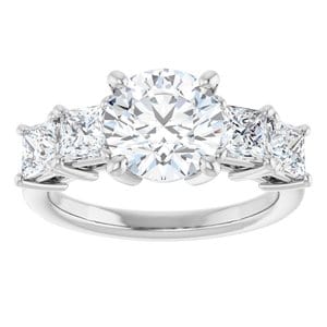 Rings 14K White  8 mm Round Engagement Ring Mounting