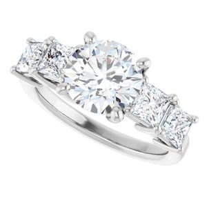 Rings 14K White  8 mm Round Engagement Ring Mounting