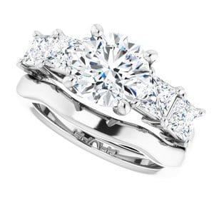 Rings 14K White  8 mm Round Engagement Ring Mounting