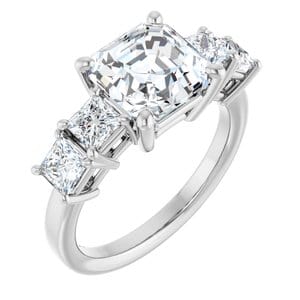 Rings Continuum Sterling Silver  8 mm Asscher Engagement Ring Mounting
